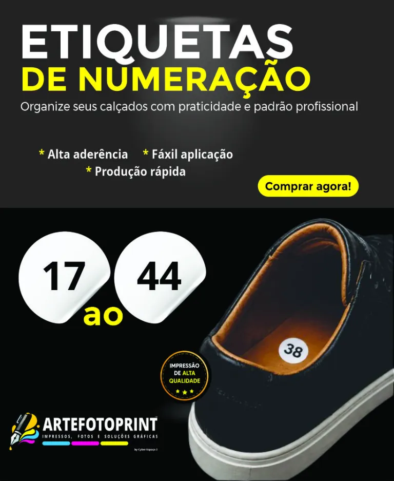 Etiquetas de Tamanho para Calçados Numeração Simples