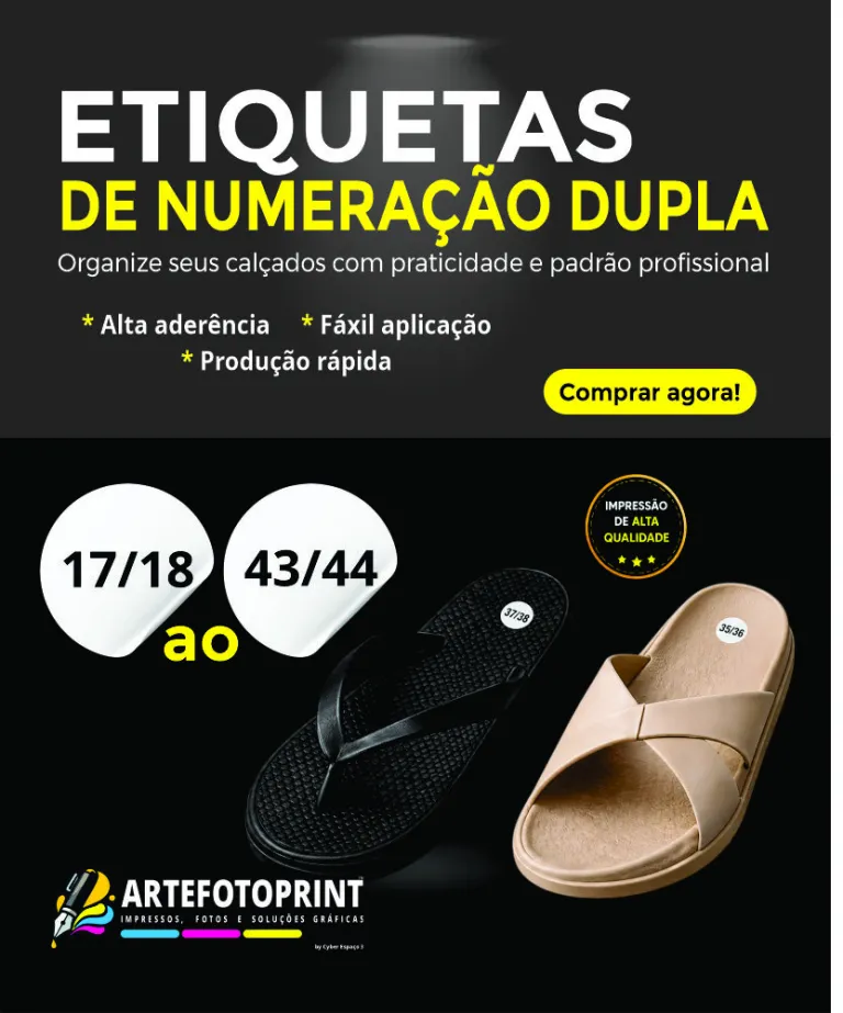 Etiquetas de Tamanho para Calçados Numeração Dupla