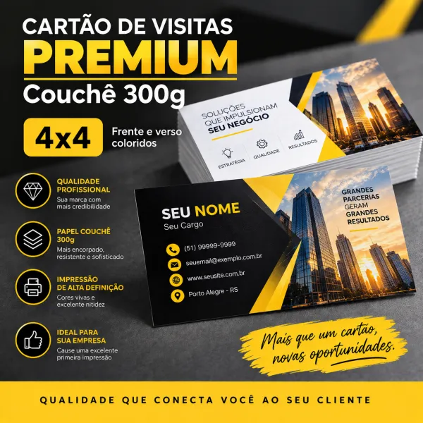 Cartõ de Visitas Supremo 300g 4x4 cor