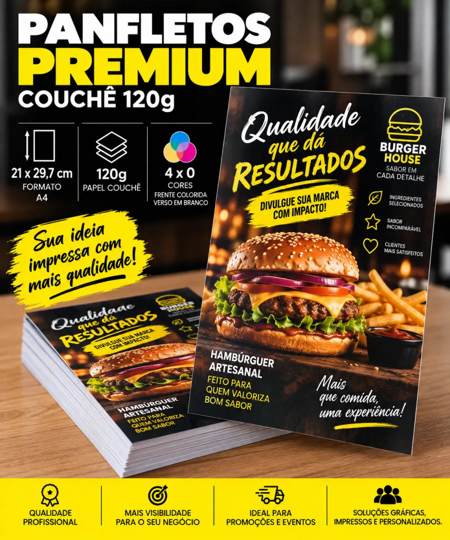 Panfleto Premium 21 × 29,7 cm em Couchê 120g 4X0 COR