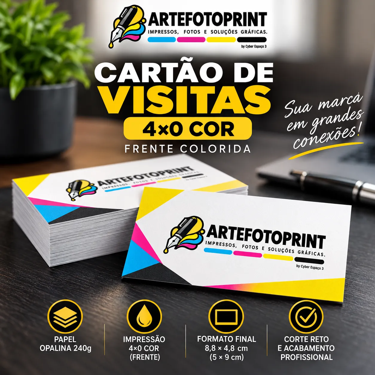 Cartão de Visitas Básico 4x0 cor