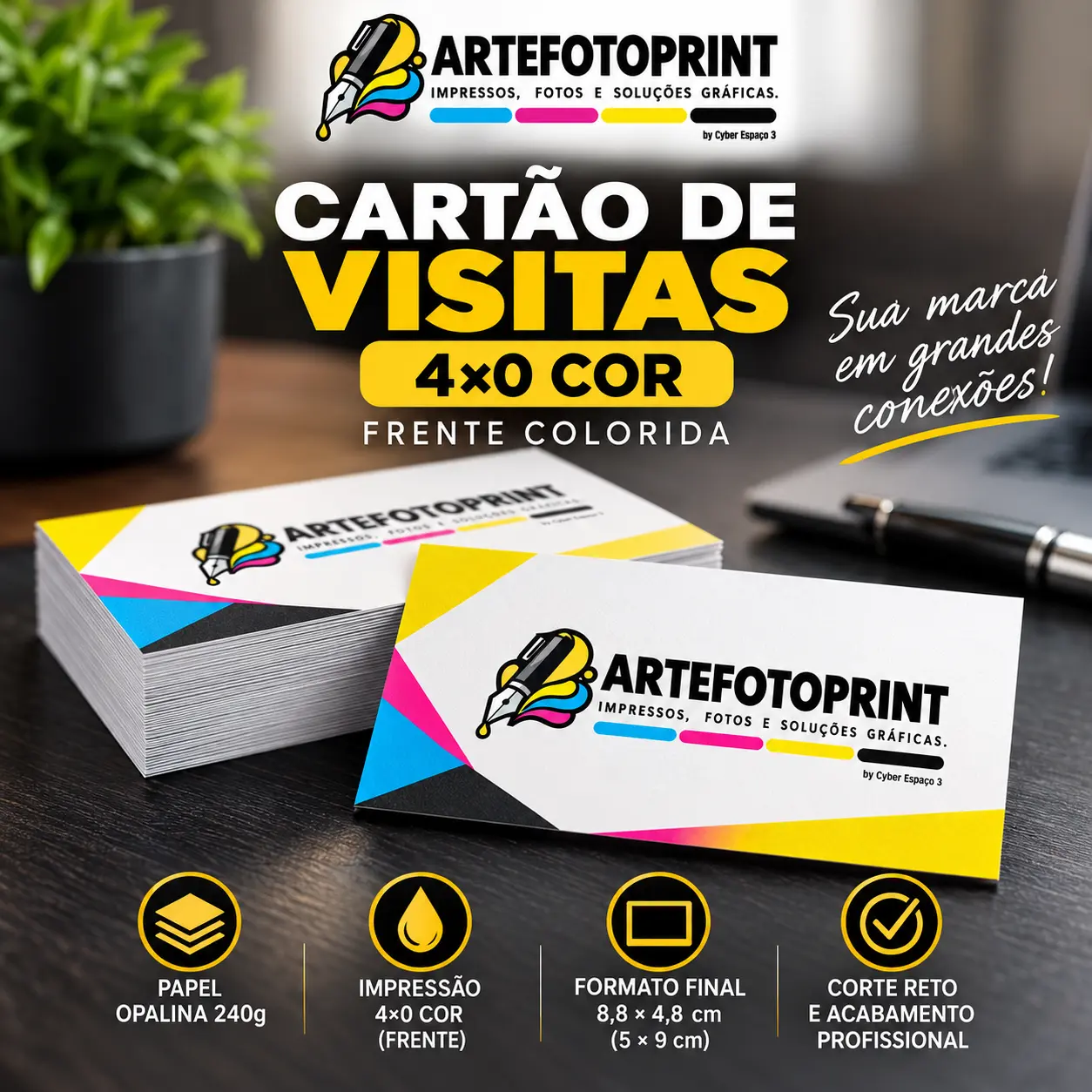 Cartão de Visitas Básico 4x0 cor