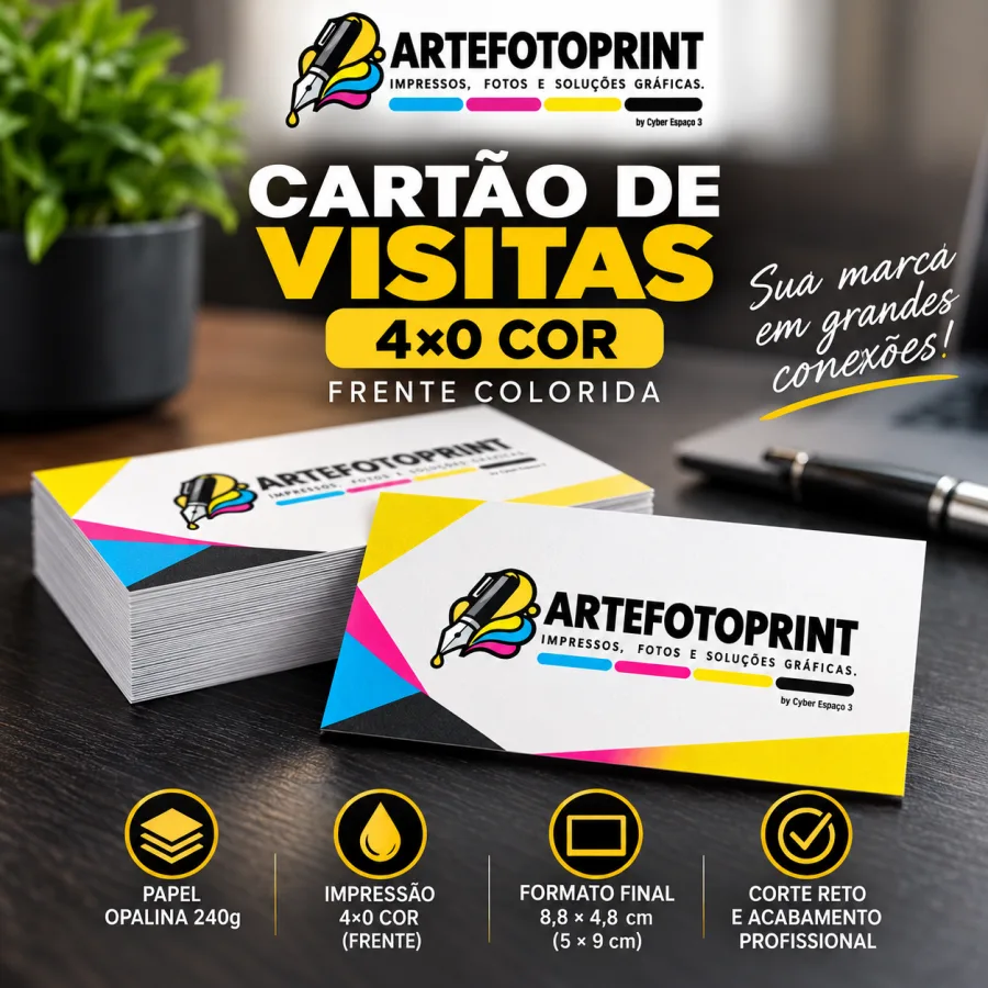 Cartão de Visitas Básico 4x0 cor
