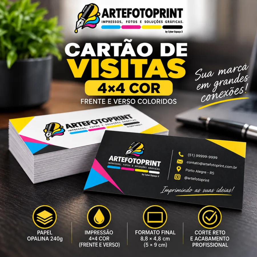 Cartão de Visitas Básico 4x4 cor