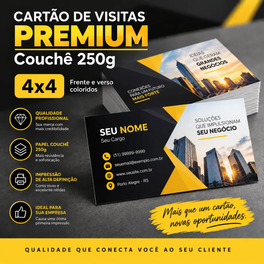 Cartão de Visitas Premium Couchê 250g 4x4 cor