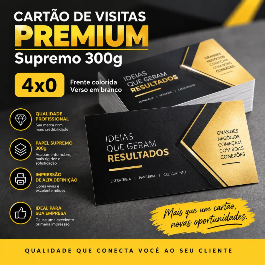 Cartão de Visitas Premium Supremo 300g 4x0 cor