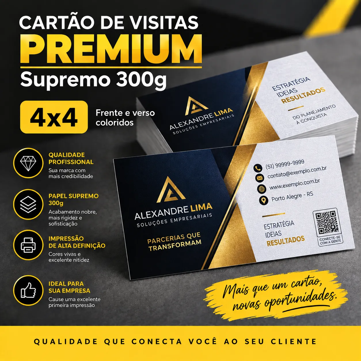 Cartão de Visitas Premium Supremo 300g 4x4 cor